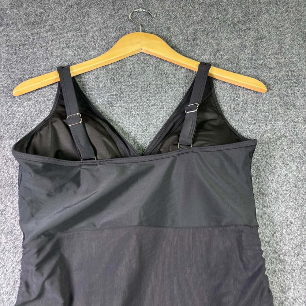 LB Swim Dress Women Large Black Ruched Side Drawstring V-Neck Adjustable Straps - Picture 5 of 6